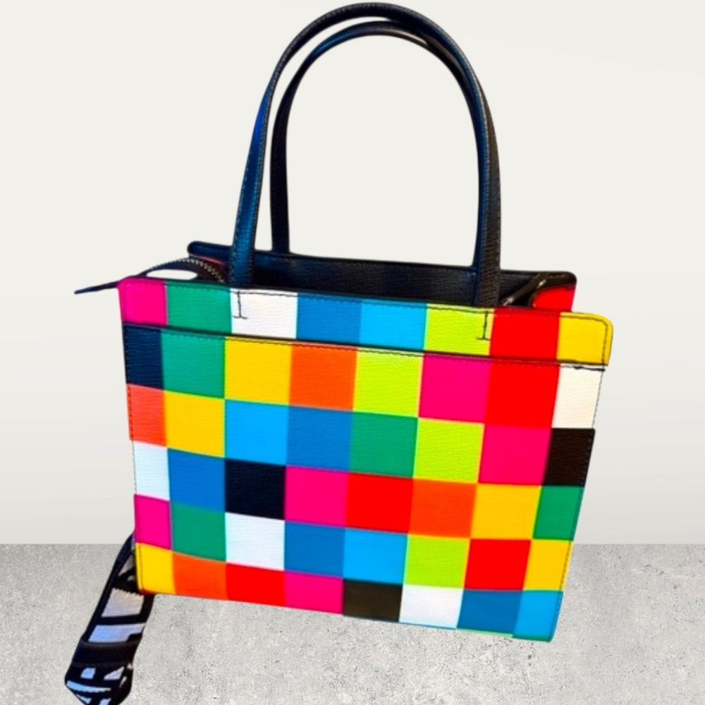Karl Lagerfeld Paris Multicolor Checkered Tote/Crossbody With Matching NWT❗️ - Picture 4 of 10